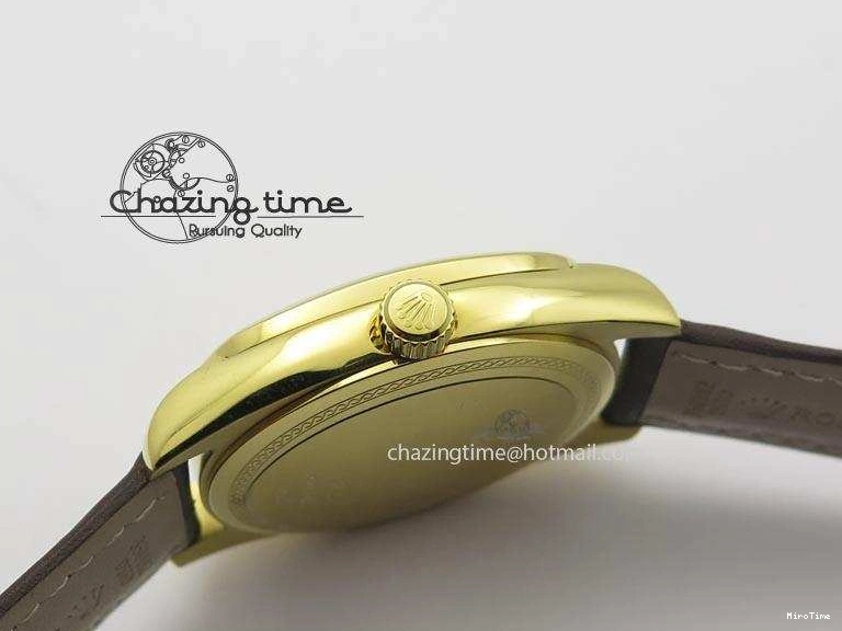 MiroTime 0419 Cellini Date YG White Numeral Dial On Brown Leather Strap A Affordable 3883